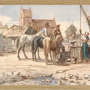 Wilhelm Marstrand – Am Brunnen außerhalb des Dorfes 1865 | Giclée Kunstdruck gerahmt
