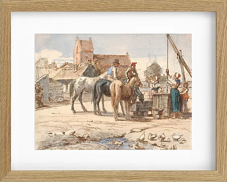 Wilhelm Marstrand – Am Brunnen außerhalb des Dorfes 1865 | Giclée Kunstdruck gerahmt