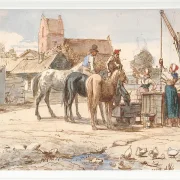 Wilhelm Marstrand – Am Brunnen außerhalb des Dorfes 1865 | Giclée Kunstdruck gerahmt