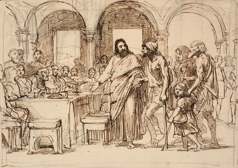 Wilhelm Marstrand | Den sidste nadver – 1860 | Indrammet kunsttryk | Danmarks Guldalder