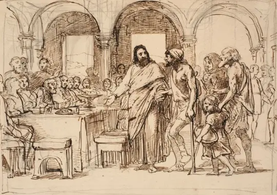 Wilhelm Marstrand | Den sidste nadver – 1860 | Indrammet kunsttryk | Danmarks Guldalder