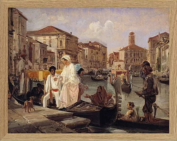 Wilhelm Marstrand – Ausstieg aus einer Gondel in Venedig 1852 | Giclée Kunstdruck gerahmt