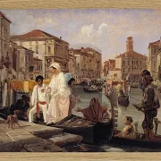 Wilhelm Marstrand – Ausstieg aus einer Gondel in Venedig 1852 | Giclée Kunstdruck gerahmt