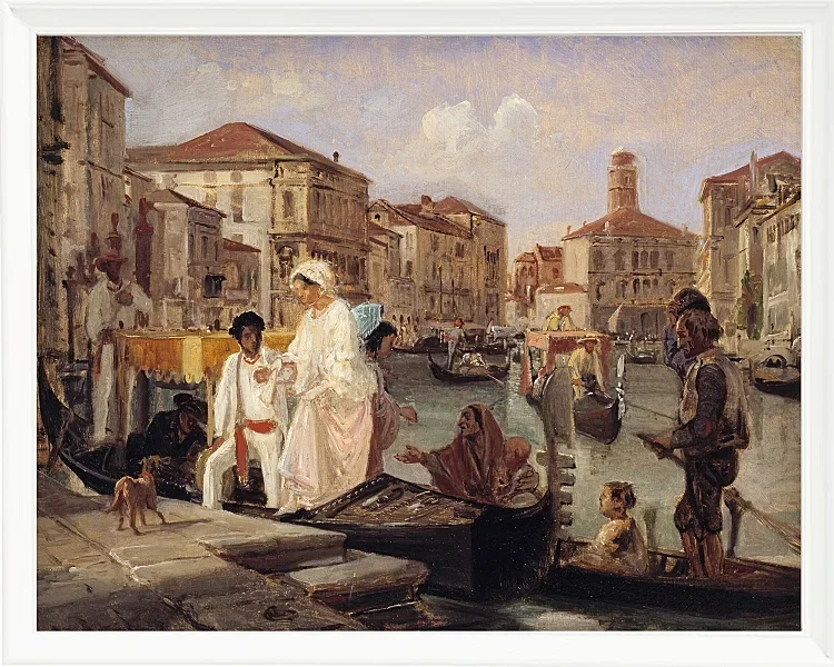 Wilhelm Marstrand – Ausstieg aus einer Gondel in Venedig 1852 | Giclée Kunstdruck gerahmt