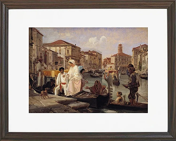 Wilhelm Marstrand – Ausstieg aus einer Gondel in Venedig 1852 | Giclée Kunstdruck gerahmt