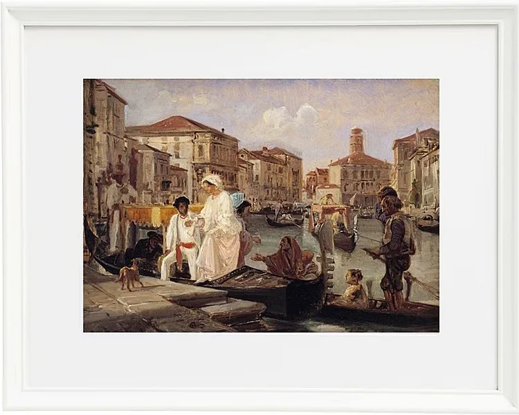 Wilhelm Marstrand – Ausstieg aus einer Gondel in Venedig 1852 | Giclée Kunstdruck gerahmt