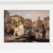 Wilhelm Marstrand – Ausstieg aus einer Gondel in Venedig 1852 | Giclée Kunstdruck gerahmt