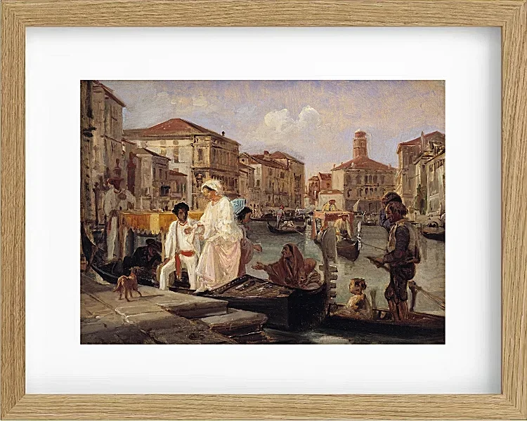 Wilhelm Marstrand – Ausstieg aus einer Gondel in Venedig 1852 | Giclée Kunstdruck gerahmt