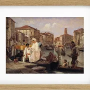 Wilhelm Marstrand – Ausstieg aus einer Gondel in Venedig 1852 | Giclée Kunstdruck gerahmt