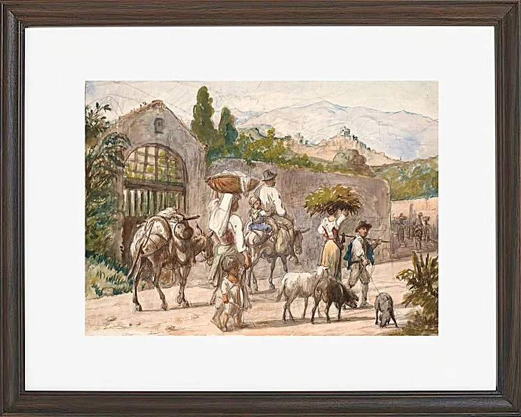 Wilhelm Marstrand – Bauern auf dem Weg nach Rom 1869 | Giclée Kunstdruck gerahmt