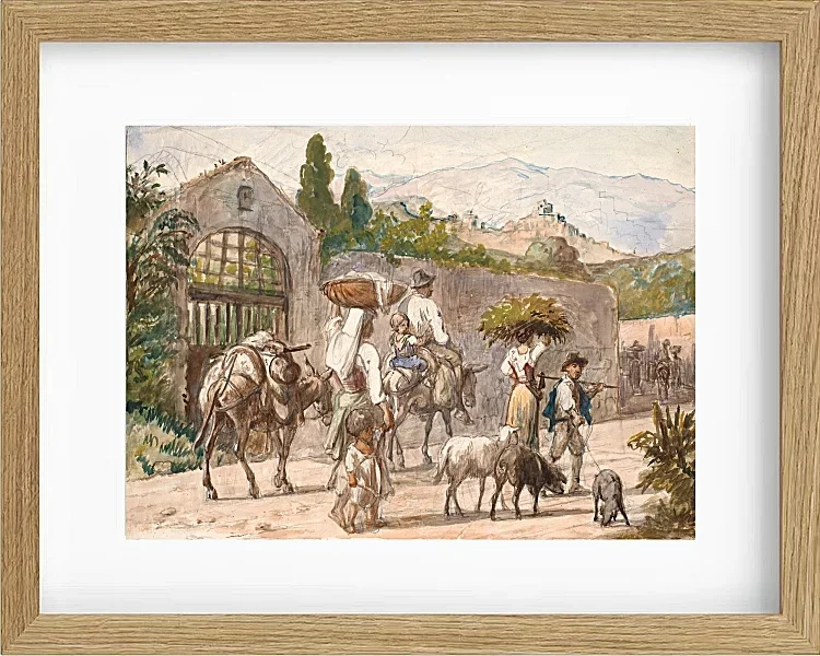 Wilhelm Marstrand – Bauern auf dem Weg nach Rom 1869 | Giclée Kunstdruck gerahmt