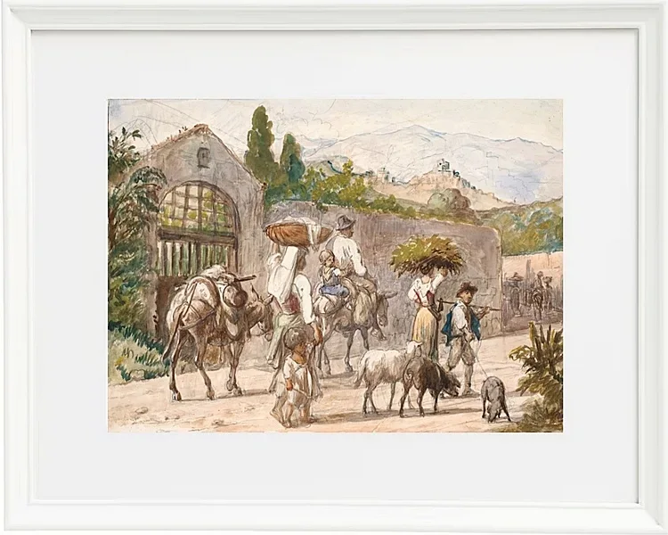 Wilhelm Marstrand – Bauern auf dem Weg nach Rom 1869 | Giclée Kunstdruck gerahmt