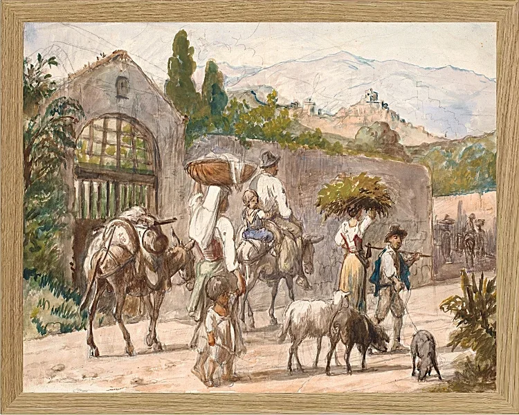 Wilhelm Marstrand – Bauern auf dem Weg nach Rom 1869 | Giclée Kunstdruck gerahmt