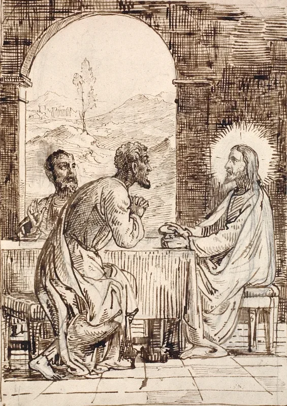 Wilhelm Marstrand | Kristus i Emmaus - 1865 | Indrammet kunsttryk | Danmarks Guldalder