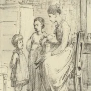 Wilhelm Marstrand | Drengen bliver hørt - 1870 | Indrammet kunsttryk | Danmarks Guldalder