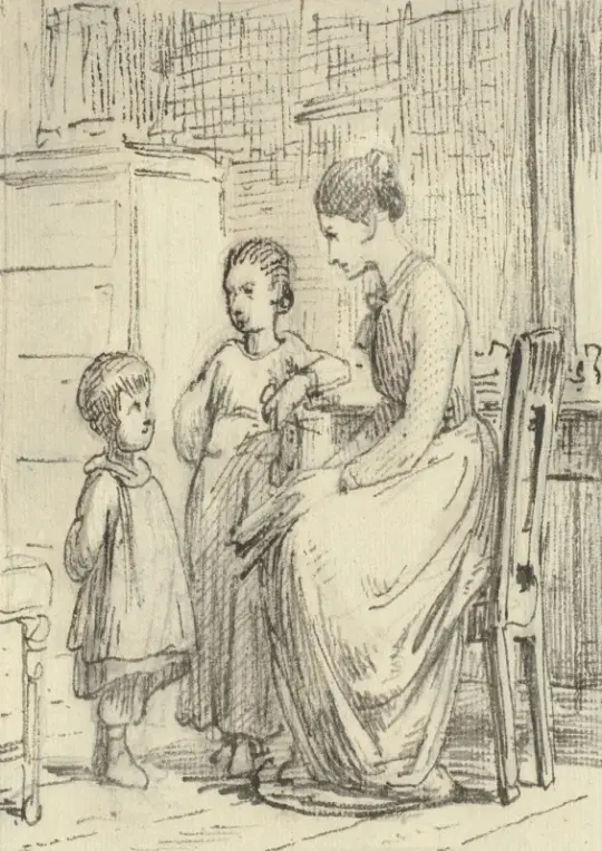 Wilhelm Marstrand | Drengen bliver hørt - 1870 | Indrammet kunsttryk | Danmarks Guldalder