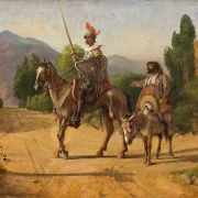 Wilhelm Marstrand | Don Quixote og Sancho Panza ved en korsvej – 1832 | Indrammet kunsttryk | Danmarks Guldalder