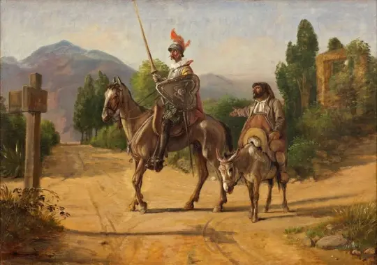 Wilhelm Marstrand | Don Quijote und Sancho Pansa an einer Weggabelung – 1832 | Gerahmter Kunstdruck | Goldenes Zeitalter Dänemark