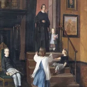 Wilhelm Marstrand | Die Frau und die Kinder des Künstlers - 1861 | Gerahmter Kunstdruck | Goldenes Zeitalter Dänemark