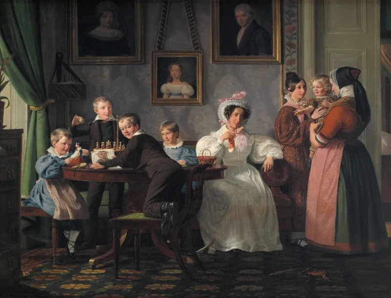 Wilhelm Marstrand – Die Familie Waagepetersen 1836 | Giclée Kunstdruck gerahmt