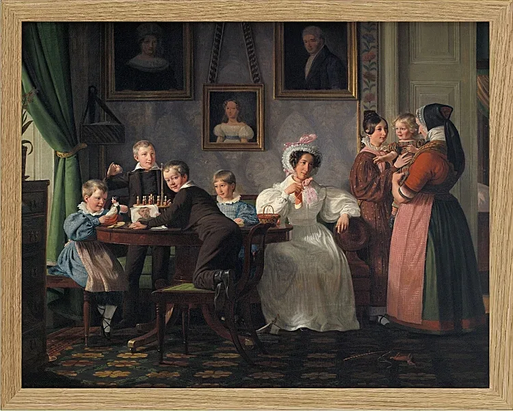 Wilhelm Marstrand – Die Familie Waagepetersen 1836 | Giclée Kunstdruck gerahmt