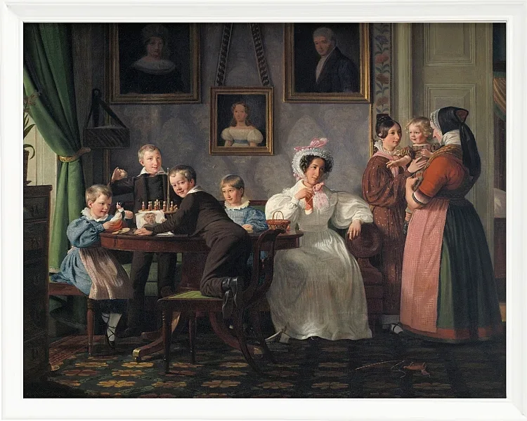 Wilhelm Marstrand – Die Familie Waagepetersen 1836 | Giclée Kunstdruck gerahmt