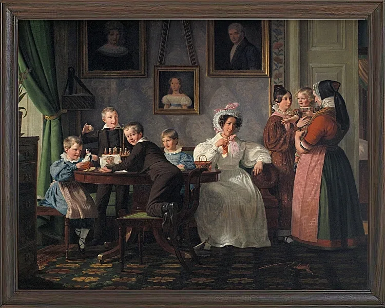 Wilhelm Marstrand – Die Familie Waagepetersen 1836 | Giclée Kunstdruck gerahmt