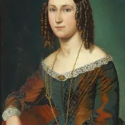 Wilhelm Marstrand | Portræt af ung kvinde med slangekrøller - 1850 | Indrammet kunsttryk | Danmarks Guldalder