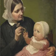 Wilhelm Marstrand | Die Frau des Künstlers und ihr Sohn Poul - 1839 | Gerahmter Kunstdruck | Goldenes Zeitalter Dänemark