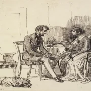 Wilhelm Marstrand | En herre på besøg hos en ung dame – 1810 | Indrammet kunsttryk | Danmarks Guldalder