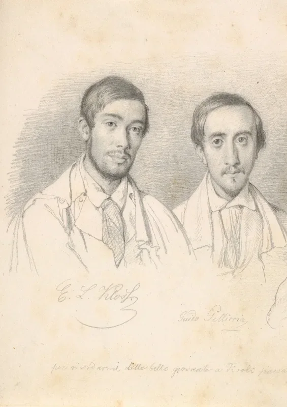 Wilhelm Marstrand | Dobbeltportræt af kunstnerne Kloss og Pellicia – 1836 | Indrammet kunsttryk | Danmarks Guldalder