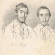 Wilhelm Marstrand | Dobbeltportræt af kunstnerne Kloss og Pellicia – 1836 | Indrammet kunsttryk | Danmarks Guldalder