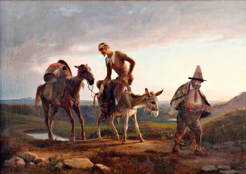 Wilhelm Marstrand | Don Quixotes første hjemtur - 1832 | Indrammet kunsttryk | Danmarks Guldalder