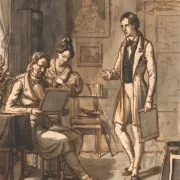 Wilhelm Marstrand | Et kunstværk vurderes – 1832 | Indrammet kunsttryk | Danmarks Guldalder