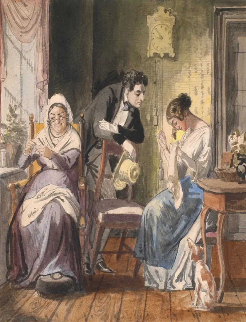 Wilhelm Marstrand – Ein Besuch 1850 | Giclée Kunstdruck gerahmt