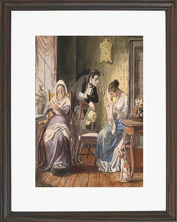 Wilhelm Marstrand – Ein Besuch 1850 | Giclée Kunstdruck gerahmt