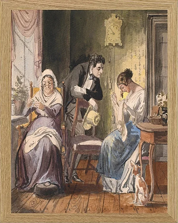 Wilhelm Marstrand – Ein Besuch 1850 | Giclée Kunstdruck gerahmt