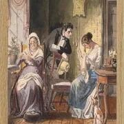 Wilhelm Marstrand – Ein Besuch 1850 | Giclée Kunstdruck gerahmt