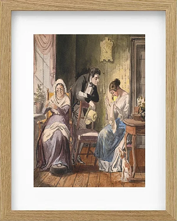 Wilhelm Marstrand – Ein Besuch 1850 | Giclée Kunstdruck gerahmt