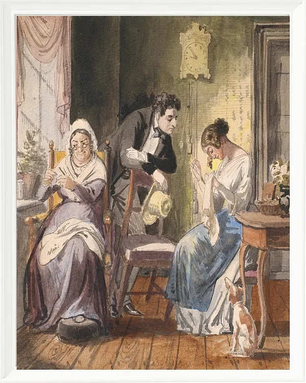 Wilhelm Marstrand – Ein Besuch 1850 | Giclée Kunstdruck gerahmt