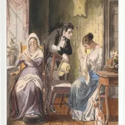 Wilhelm Marstrand – Ein Besuch 1850 | Giclée Kunstdruck gerahmt