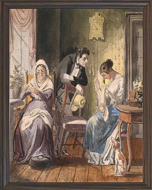 Wilhelm Marstrand – Ein Besuch 1850 | Giclée Kunstdruck gerahmt