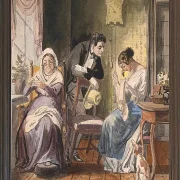Wilhelm Marstrand – Ein Besuch 1850 | Giclée Kunstdruck gerahmt