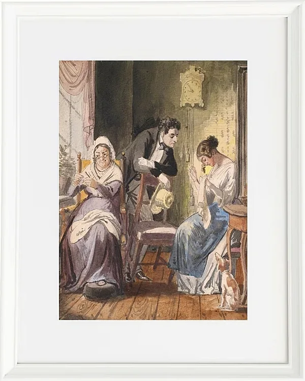 Wilhelm Marstrand – Ein Besuch 1850 | Giclée Kunstdruck gerahmt