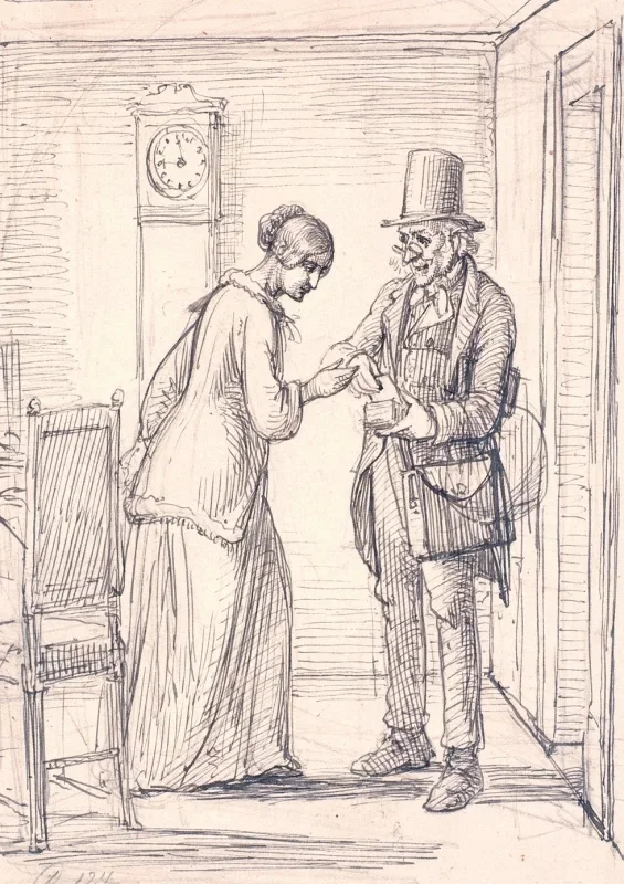 Wilhelm Marstrand | Eine junge Dame erhält einen Brief - 1810 | Gerahmter Kunstdruck | Goldenes Zeitalter Dänemark