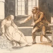 Wilhelm Marstrand | Ein Mann und eine ohnmächtige Frau - 1810 | Gerahmter Kunstdruck | Goldenes Zeitalter Dänemark