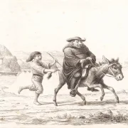 Wilhelm Marstrand | Ein Mönch reitet auf einem Esel - 1845 | Gerahmter Kunstdruck | Goldenes Zeitalter Dänemark