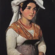 Wilhelm Marstrand | En italiensk kvinde med en rosenkrans – 1825 | Indrammet kunsttryk | Danmarks Guldalder