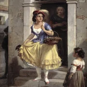 Wilhelm Marstrand – Eine Italienerin auf dem Weg zum Karneval 1835 | Giclée Kunstdruck gerahmt