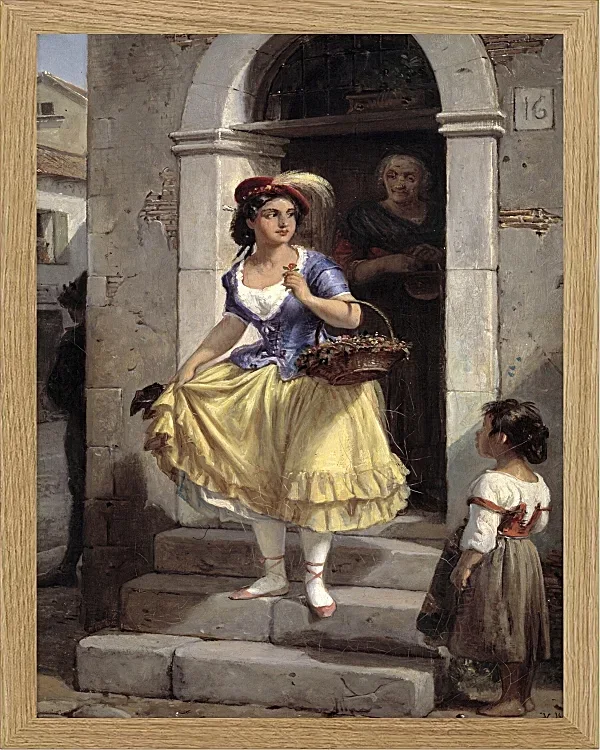 Wilhelm Marstrand – Eine Italienerin auf dem Weg zum Karneval 1835 | Giclée Kunstdruck gerahmt